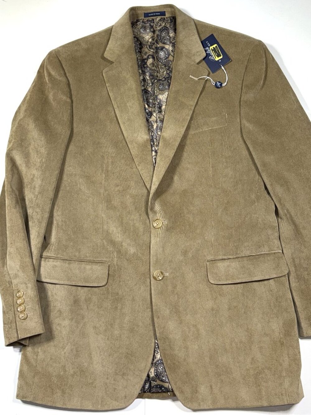 Ralph Lauren Tan Beige Corduroy Sport Coat Blazer Jacket Paisley Lined 40 L 40L